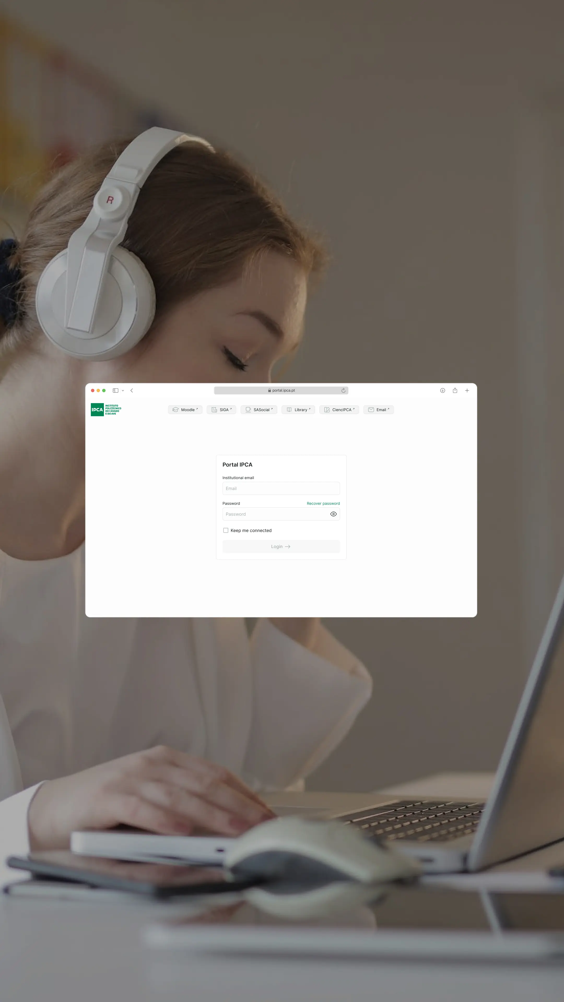Portal IPCA Web Application Login
